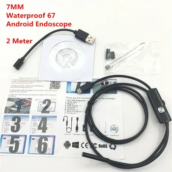 Endoskopą Kamera 2 in 1 USB Micro 7 MM 2M Endoskopą Vandeniui 6 LED Borescope Tikrinimo Kamera, Skirta 
