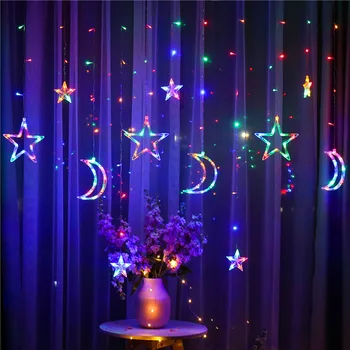 ES/JAV Kištuku LED Moon Star Lempos Kalėdinė Girlianda 