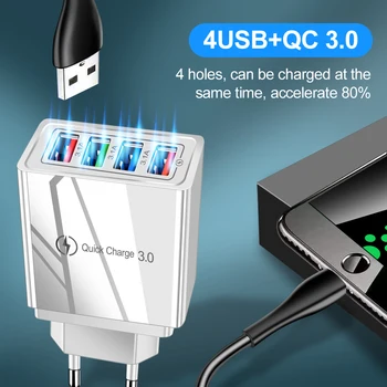 ES/JAV Prijunkite USB Įkroviklis Greitai Įkrauti 3.0 Mobiliojo Telefono Greito Įkrovimo Kroviklis, Skirtas 