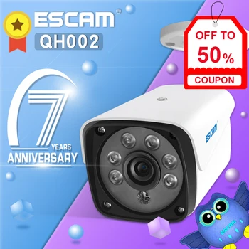ESCAM QH002 HD 1080P IP Kameros ONVIF H. 265 P2P Lauko Vandeniui IR Kulka Su Smart Analizės Funkcija Priežiūros Saugumo