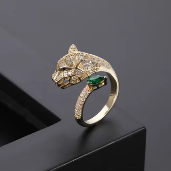 Estilo europeu feminino leopardo gyvūnų anel de luxo rosa ouro aberto anéis de casamento promessa ajustável anéis de noivado par