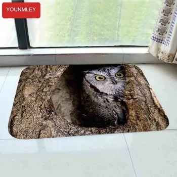 Europos mielas Pelėdos paukščių spausdinti kilimų 40x60cm grindų kilimėlis vonios kambarys słomianka vilnos audinys durų kilimėlis, vandens absorbuoti ne slydimui, skalbti