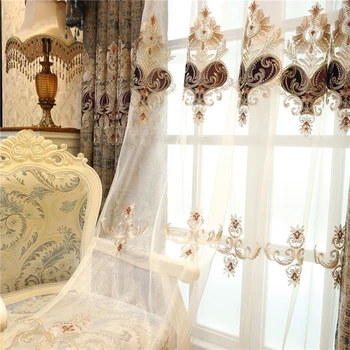 Europos stiliaus prabangūs šeniliniai siuvinėjimo miegamojo kambarį butas villa virtuvė aukštos kokybės užuolaidos TJ545521