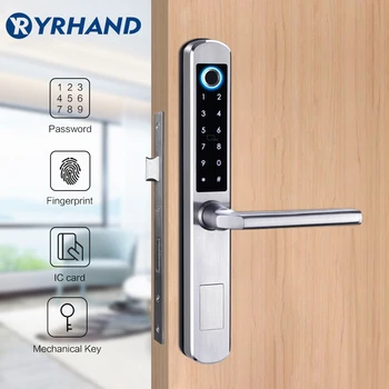 Europos vandeniui WiFi biometrinis pirštų atspaudų durų Užraktas elektroninė Smart durų užraktas RFID Kortelės kodo užraktas Aliuminio Stiklo Durys