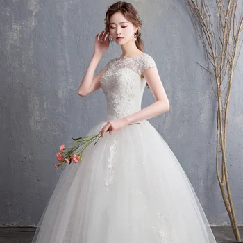 EZKUNTZA 2021 Naujas Off Baltos spalvos Elegantiškas Vestuvių Suknelė Saldus Gėlių Princesė Kilnus Nėrinių Plonas Nėrinių Vestuvių Suknelė Vestido De Noiva L