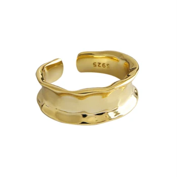 F. I. N. S korėjos Autentiški S925 Sterlingas Sidabro Žiedas INS Nereguliarus Įgaubtas Blizgus Piršto Žiedai, Sidabro 925 Mados Fine Jewelry