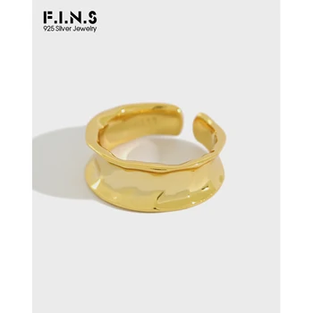 F. I. N. S korėjos Autentiški S925 Sterlingas Sidabro Žiedas INS Nereguliarus Įgaubtas Blizgus Piršto Žiedai, Sidabro 925 Mados Fine Jewelry