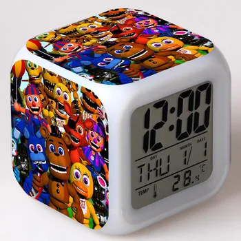 FNAF Fredis Lokys Anime Pav Juguetes LED Laikrodis-Žadintuvas Spalvinga Touch Šviesos Penkias Naktis Fredis duomenys Modelis Žaislai