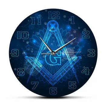 Freemason Logotipas Silent Ne-tiksi Sieninis Laikrodis Master Mason Namų Dekoro Kabo Sienos Žiūrėti tamplieriai Masonų ložės Sienos Menas