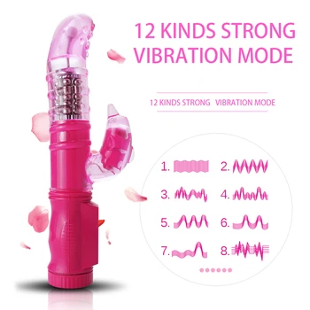 G Spot Dildo Rabbit Vibratorius Masturbator Įkrovimo Sukimosi 12 Greičiu Dvigubas Vibruojantis Vaginos Vibe Suaugusiųjų Sekso Žaislai Moterims