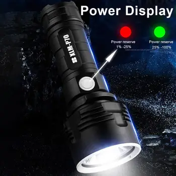 Galingas LED Žibintuvėlis Su L2/P70 Lempos granulių 3 apšvietimo režimus LED Žibintuvėlis Parama Mircro įkrovimo medžioklės lempos