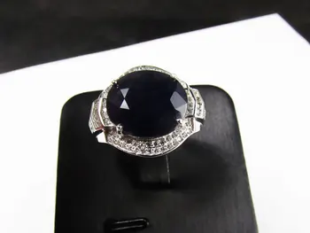 Gamtos safyras perlas Vyras žiedas originali kietojo 925 sterlingas sidabro nekilnojamojo brangakmenių žiedai vyrams papuošalai juoda tamsiai mėlyna