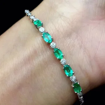 Gamtos Smaragdas 925 Sterlingas Sidabro Apyrankės Moterims Derliaus Fine Jewelry Vestuvių brangiausia Dovana Mamai