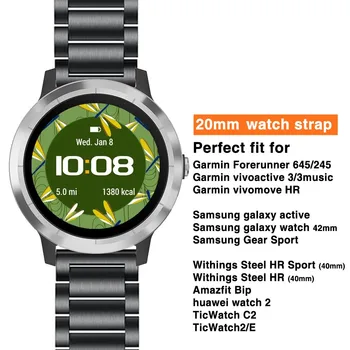Garmin Vivoactive 3/Ticwatch 2 Žiūrėti Dirželis 20mm Metalo, Nerūdijančio Plieno Apyrankės Dirželio Samsung Galaxy Žiūrėti 42mm/Aktyvus