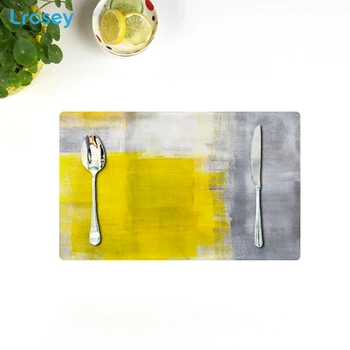 Geltona grafiti placemat paprasta šiuolaikinės ins audinio medvilnės ir lino stalo kilimėlis izoliacija trinkelėmis vakarų maisto kilimėlis, virtuvės reikmenys