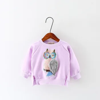 GEMTOT vaikų megztinis 2019 m. pavasarį ir rudenį naujų mergaičių megztinis medvilnė animacinių filmų pelėda ilgomis rankovėmis marškinėliai