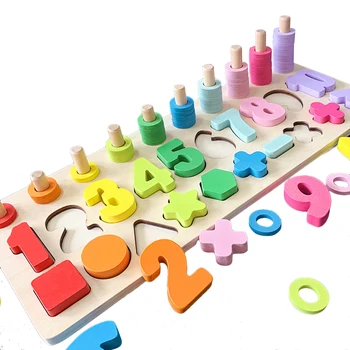Geometrinis Montessori Žaislas Švietimo Žaislai Vaikams, Mediniai Išmokti Skaičiuoti Dovanos Ikimokyklinio Numerių Atitikimo Skaitmeninės Matematikos Žaislai