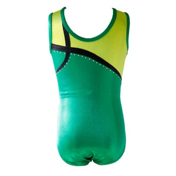 Gimnastika leotard rankovių žalia leotard cirkonio shinny veiklos leotard rave gimnastikos triko
