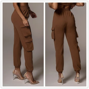 Giyu 2020 M. Rudenį Moterų Kelnės Mados Atsitiktinis Poilsiu Bėgimas Moterims Nėrinių Kišenėje Pantalon Kelnės Moterų Sweatpants Streetwear