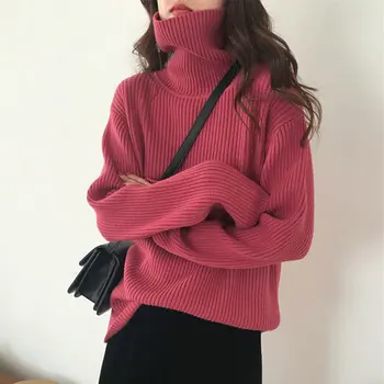 Golfo Plius Dydžio Megztinis Rudenį Ir Žiemą Moterų Retro Stiliaus Laisvas Megztinis Bazės Megztinis Vakarų Stiliaus Viršaus