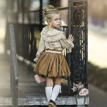 Goocheer nėrinių Princesė Kūdikiui Baby Girl Drabužius ilgomis Rankovėmis Pynimas Viršūnes Tutu Suknelė Komplektus Medvilnės