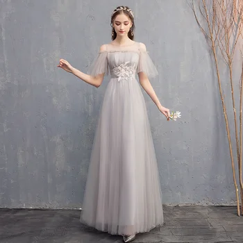 Grožio Emily 2019 Šifono Stebėjimo Bridesmaid Dresses Elegantiškas Nėrinių Appliques Ilgas Šalis Suknelė Vestuvių Ceremonija Prom Dress