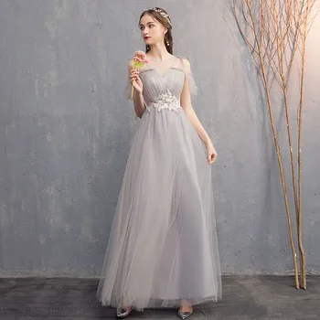 Grožio Emily 2019 Šifono Stebėjimo Bridesmaid Dresses Elegantiškas Nėrinių Appliques Ilgas Šalis Suknelė Vestuvių Ceremonija Prom Dress