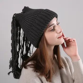 Gryna Spalva Megzti Skrybėlę, Moteris Naują Stilių Rudens Žiemos Tiesiai Dryžuotos Šiltos Kepurės Drei Apdailos Gatvės Stiliaus 55-65CM Bžūp
