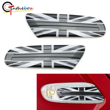 GTinthebox Juoda Balta UK Union Jack Vėliavos Stiliaus Šoninis Gabaritinis Žibintas Liuką Įdėkite MINI Cooper m.-iki F55 F56 F57