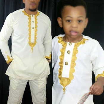 H&D afrikos vaikams drabužių heidi bazin riche dashiki vyrų afrikos drabužius pietų afrikos marškinėliai ziajać dvi 2 gabalas tinka tėvams, vaikams rinkinys