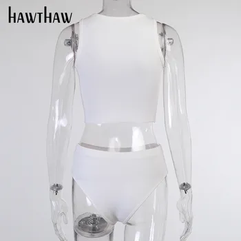 Hawthaw Moterys Vasarą Oprinted Balta Tankų Apatiniai Sportinę Tracksuit Dviejų Dalių Rinkinys, 2021 Moterų Drabužių Streetwear