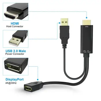 Hdmi Plėtiniai kabelis 4K UHD hdmi dp Konversijos liniją su USB 2.0 Galia, skirtas hdmi, KOMPIUTERIO, nešiojamojo kompiuterio ekranas