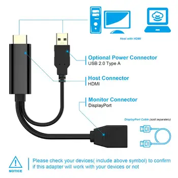 Hdmi Plėtiniai kabelis 4K UHD hdmi dp Konversijos liniją su USB 2.0 Galia, skirtas hdmi, KOMPIUTERIO, nešiojamojo kompiuterio ekranas