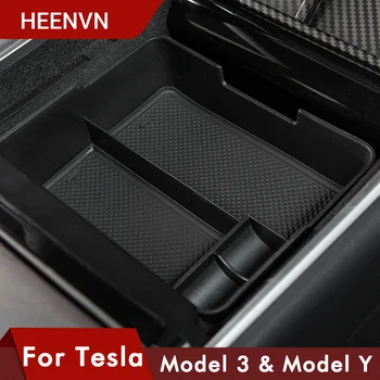 Heenvn Model3 Automobilių Centriniu Porankiu Laikymo Dėžutė Tesla Model 3 Y Priedai Konsolės Turėtojas Auto Bako Pirštinės Organizatorius Atveju
