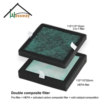 HEPA Filtras Dulkių Surinkimo Filtras, Oro Valymo Filtras su Dvigubo composite filtras 115*115*10mm
