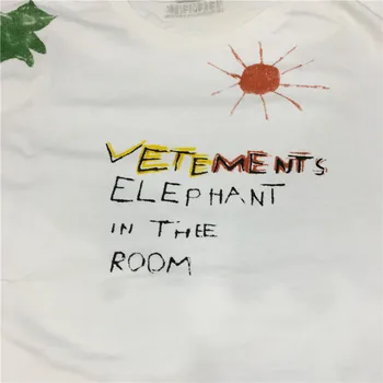 Hip-hop Vetements T Marškiniai Vyrams, Moterims, Geriausios kokybės Grafiti Dramblys Spalvinga Animacinių filmų Vetements T Shirts