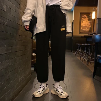 Hirsionsan Laisvi Sporto Kelnės Moterims 2020 M. Pavasarį Korėjos Raišteliu Studentų Kelnes Streetwear Medvilnės Atsitiktinis Moterų Haremas Kelnės