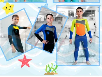 HISEA Neopreno wetsuit vaikams nardymo kostiumai vaikams swimwears ilgomis rankovėmis banglenčių vienas gabalas snorkeling rashguard wetsuit