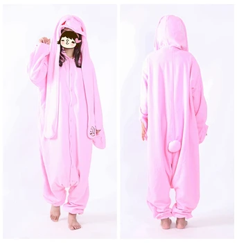 HKSNG Aukštos Kokybės Gyvūnų Suaugusiųjų Rožinė Smurtinių Kigurumi Triušis Onesie Pižama Cute Bunny Triušiai turi Ilgas Ausis, Kostiumai Sleepwear