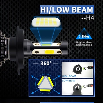/HL LED Lemputė, priekinis žibintas H3, H4, H7, H8, H11 H1 H13 9005 HB3 9006 HB4 9004 9007 880 Automobilio Žibintas Priešrūkinis Žibintas Auto 6000K COB 8000LM 50W 12V