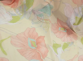 HLQON aukštos kokybės gėlių atspausdintas šifono audinys minkštas patogus drabužių audinių, moterų-vasaros suknelė,sijonas IKI skaitiklio