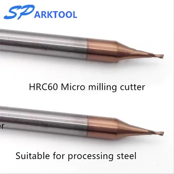 HRC60 Micro Butas Pabaiga Malūnas 2 Fleita 0.2-0.9 mm 4mm plieno Strypo Volframo Karbido CNC Router Tiek TiCN Dengtos Mini Frezavimo Cutter