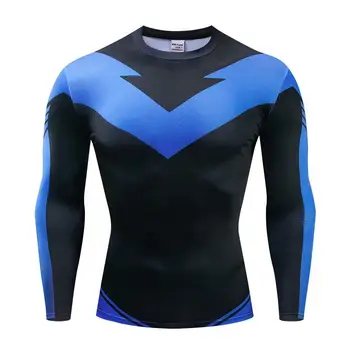 Ilgomis rankovėmis Nightwing 3D Atspausdintas T marškinėliai Vyrams Suspaudimo Marškinėliai 2019 Pobūdžio Komiksų Viršūnes Vyrų Cosplay Kostiumų, Drabužių