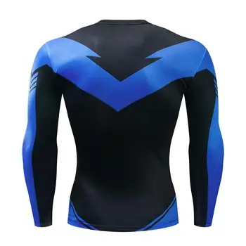Ilgomis rankovėmis Nightwing 3D Atspausdintas T marškinėliai Vyrams Suspaudimo Marškinėliai 2019 Pobūdžio Komiksų Viršūnes Vyrų Cosplay Kostiumų, Drabužių