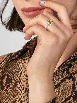 INALIS 925 Sterlingas Sidabro Žiedai Moterims Aikštėje Didelis Akmuo Elegantiškas Žiedas Moterų Dalyvavimas Vestuvių Dovana Klasikinis Fine Jewelry