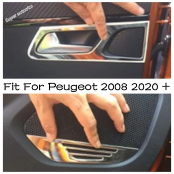 Interjero Vidinė Durų Rankena Sugauti Panel / Garso Garsiakalbio blizgančiais Padengti Apdaila, Automobilių Reikmenys 4PCS Tinka Peugeot 2008 m. 2020 m. 2021 m.