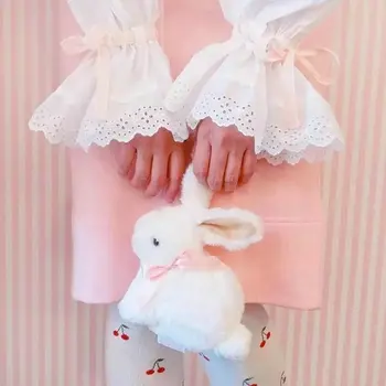 Japonija Lolita Cute rabbit pliušinis maišelį anime Katytė metalo diržo crossbody monetos maišeliai baby girl Mokyklos dovana draugei, žaislai