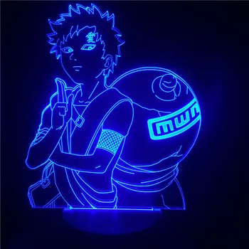 Japonijos Anime Naruto Figūrėlės Gaara LED 3D Naktį Šviesos Vaikams Naujovė Naruto Šviesos Dekoratyvinės Lempos Kalėdų Dovana