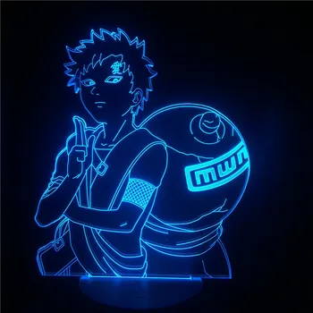 Japonijos Anime Naruto Figūrėlės Gaara LED 3D Naktį Šviesos Vaikams Naujovė Naruto Šviesos Dekoratyvinės Lempos Kalėdų Dovana