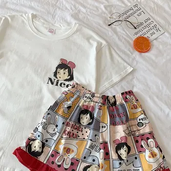Japonijos Anime Pižama Kiki Pristatymo Paslaugos Trumpas Marškinėliai Ir Šortai Moterims Pyjama Vasaros Pižamą Homewear Mergaičių Kostiumai Harajuku